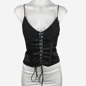 Zara Black Lace-Up Babydoll Corset Style Women's Top Boning Busier Medium Gothic